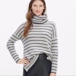 Madewell Gray Striped Turtleneck Sweater